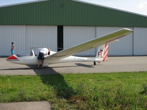 Twin vor gr�ner Halle